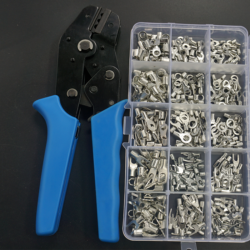 720/320/300Pcs Non-Insulated Ring Fork U-type Terminals Assortment Kit Cable Wire Connector Crimp Spade terminator with plier