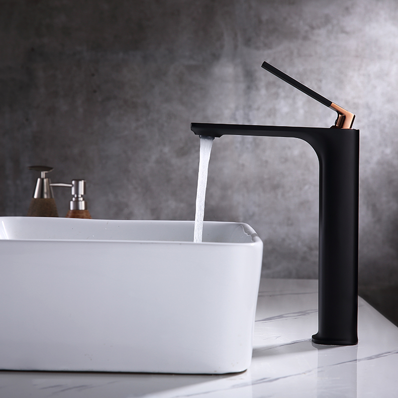 Black Gold handle High Rise Basin Tap