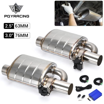Stainless Steel Variable Exhaust Muffler with Vacuum Cutout and Electric Control Valve Kit (2.5\"/3\" Slant Outlet)