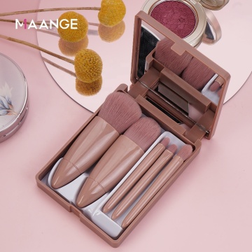 Private Label 5pc Travel Mini Mirror Brush Set - Pink