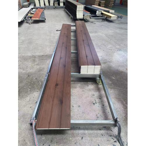 Reddish Brown Wood Grain Grooved Metal Carved Panel Exterior Wall Panel