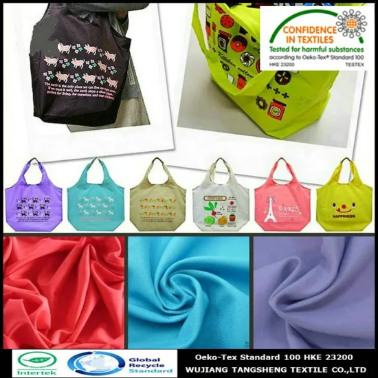 100 Recycled polyester pongee coated shopping bags fabric/sleeping bag fabric/tent fabric
