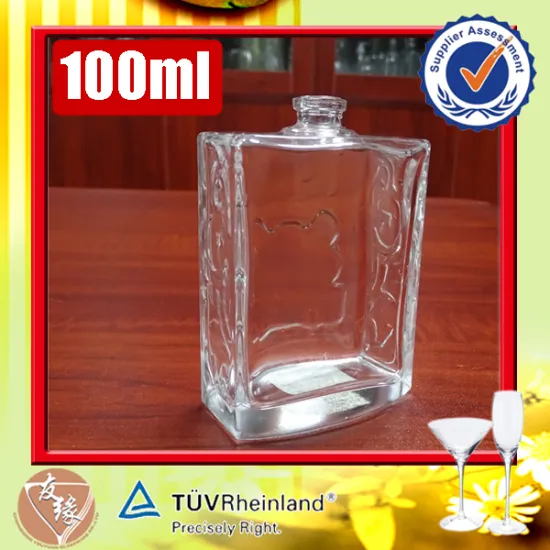 Bulk wholesale 100ml embossed clear glass rectangle perfume bottle