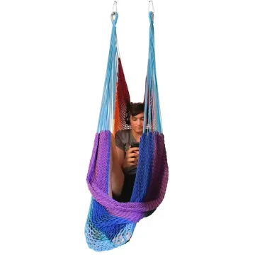 BODI Handmade Cotton Rope Hammock Swing Chair – Rainbow Therapy Swing for Sensory Needs