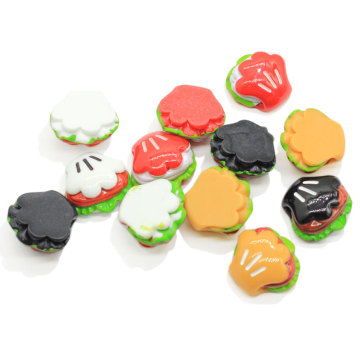 Kawaii Resin Paw Bread Cabochon Simulation Food Hamburger Crafts Charms Children Kitchen Toys Keychain Ornament Parts