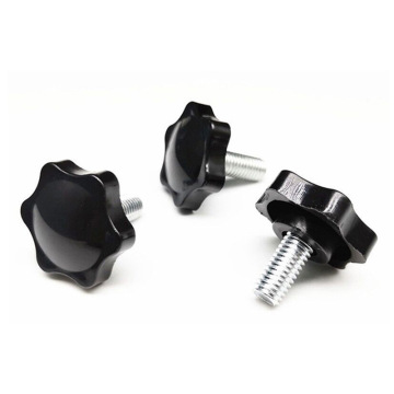 Hot Sell Black Plastic Head Press Star Knobs Thumb Screws with Plastic Tip