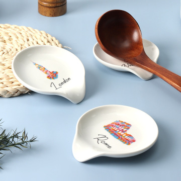Hot Sale White Ceramic Chopstick and Spoon Utensil Holder