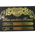 Tarjetas de visita negras de aluminio de oro grueso