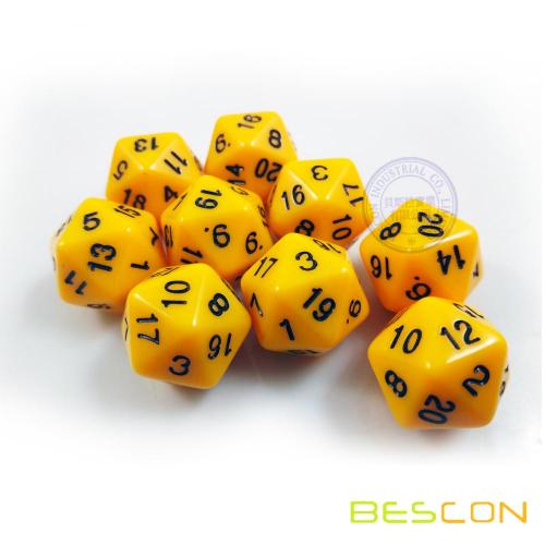 Colorful Opaque Polyhedral 20 Sided Dice