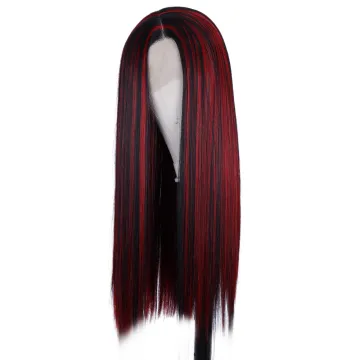 Lace Front Wigs Straight Synthetic Wig Middle Part Burgundy color with highlights for Women  synthetic hair wigs with highlights