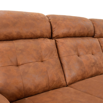 Современный 3-х местный диван с 2 креслами, ручной боковой ручкой, втягивая ногу и мягкую ткань, коричневый