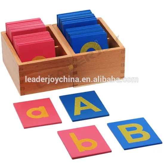 Montessori material kids educational toys for lower and capital case sandpaper letters with boxes