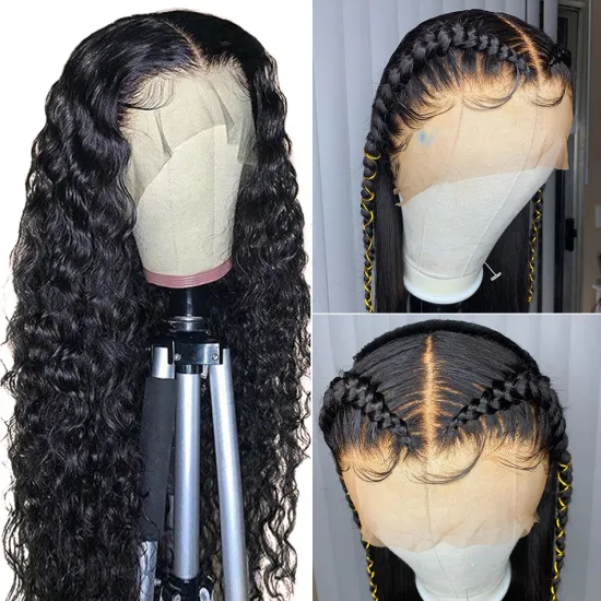 Cheap Water Wave Natural Hair Hd Full Lace Frontal Wig Pre Plucked Brazilian Virgin Human Hair Transparent Swiss Lace Front Wig