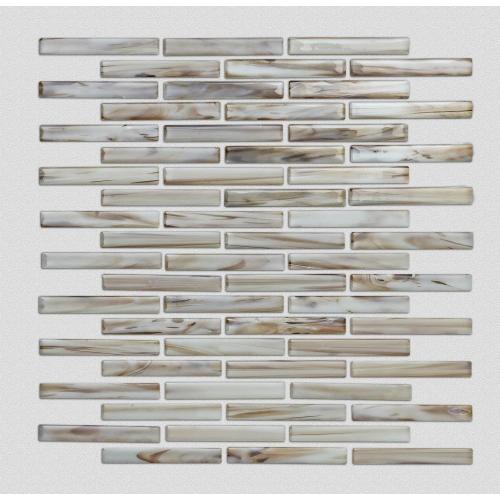 Brown Tans Striped Glass Mosaic Tiles For Bathroom