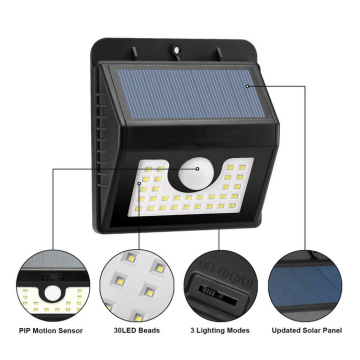 Outdoor bright solar motion sensor sensor garden wall light