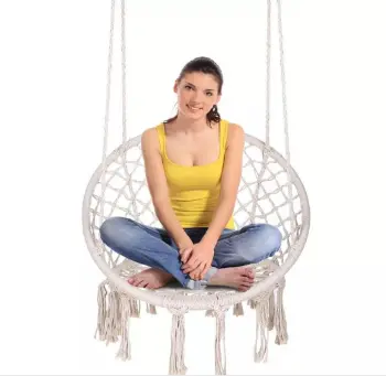 Indoor Outdoor Macrame Hammock Swing Chair: Perfect for Kids and Adults
