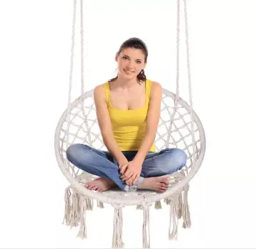 Indoor Outdoor Macrame Hammock Swing Chair: Perfect for Kids and Adults