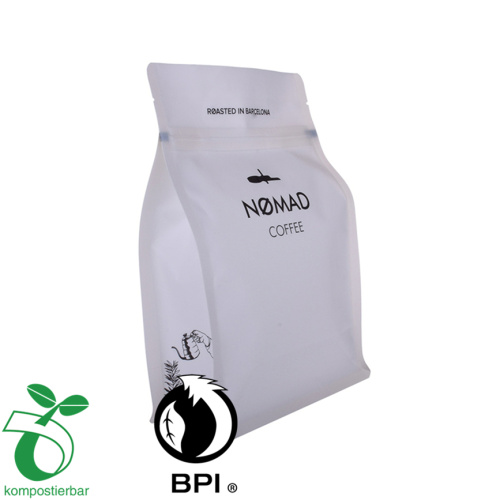 Biodogradable Tilpass kaffe Resaylable Materialbag med flat bunn glidelåspose