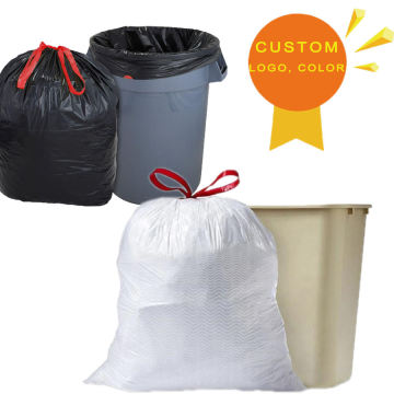 Black Plastic 55 Gallon Biodegradable Trash Bags with Drawstring - Custom Manufacturers