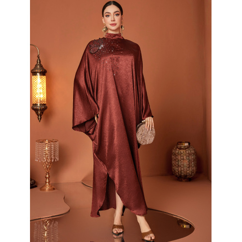 آستین خفاشی یقه بلند مهره دار Abaya