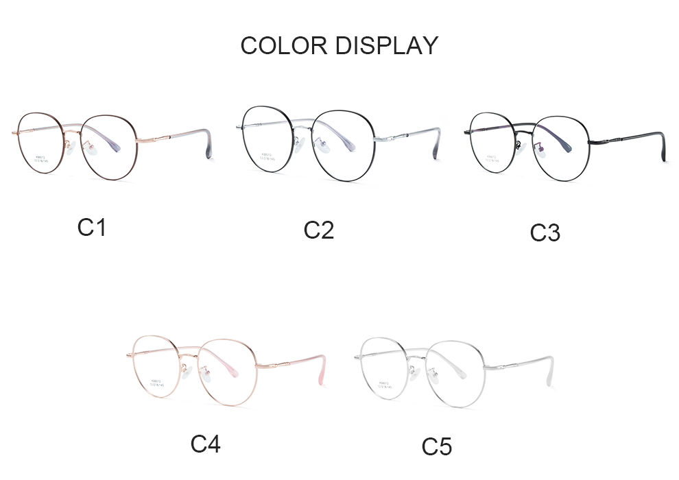 metal glasses frames color display