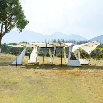 Family Outdoor Waterproof Tunnel Tent: Hiking Camping with Large Space and Two Bedrooms Plus Living Room