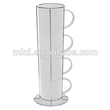 MEIKEDA 10oz 4 pcs White Blank sublimation mugs set with Rack