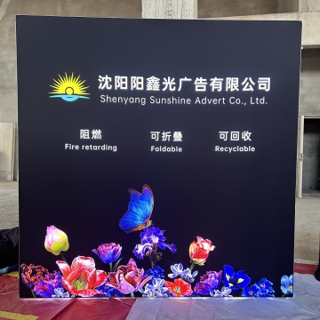 Sfondo pop -up in alluminio a LED: banner in tessuto in poliestere con luci illuminanti