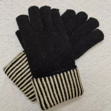 Fall/Winter Five-Finger Stripe Acrylic Knit Gloves