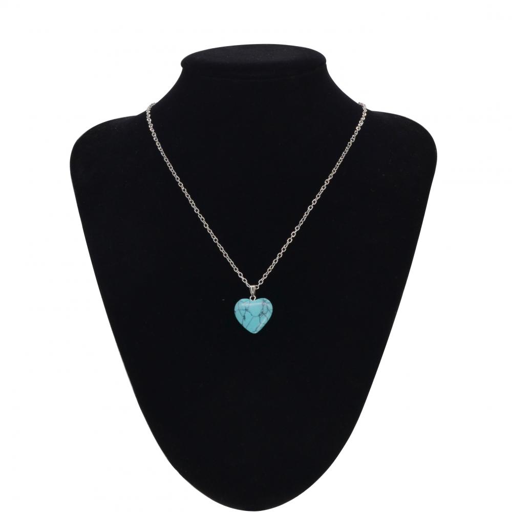 Ожерелье из натурального бирюзового сердца с цепочкой 45см