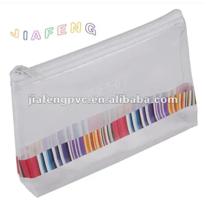 Colored Barcode Printing Transparent Maquillage PVC Bag