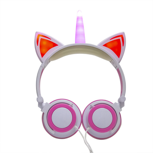 LED al por mayor encienden para arriba los auriculares del oído del gato del unicornio