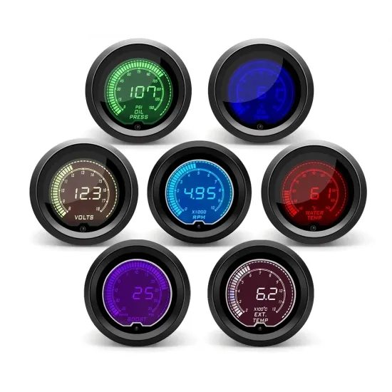 7 Color LCD Digital Car Gauge Set: Tachometer, Voltmeter, and Sensors