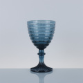Blue vintage wine glass embossed glass goblet cups