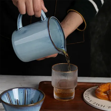 Retro Style Reactive Glaze Ceramic Pour-over Coffee Dripper Set