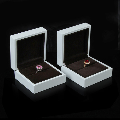 Custom Hinged Paper Ring Box Jewelry White