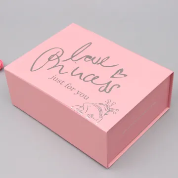 Custom Silver Logo Pink Packaging Magnetic Flap Box