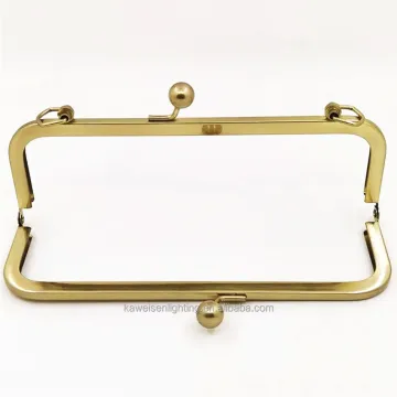 Gold Kiss Lock Metal Box Purse Frame with Square Round Corners: Handbag Hardware Accessories for Clutches and Fashion Design