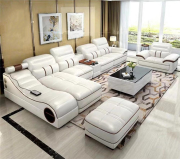Modern Custom Genuine Leather Sofa Set with Massage and Music Player