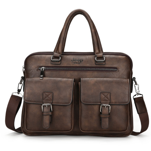 Leather Briefcase Messenger Bag for Men