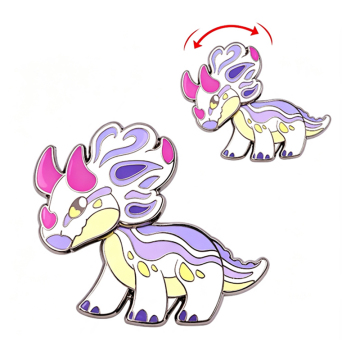 Triangle Dinosaur Head Metal Pin with Shake Feature