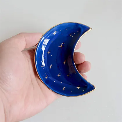 Nordic Ceramic Moon Shape Jewelry Dish