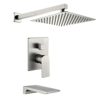 Brushed Nickel Brass Bath Rainfall Shower Faucet Sets