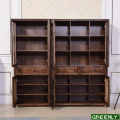 Bibliothèque en bois massif de style américain avec portes en verre