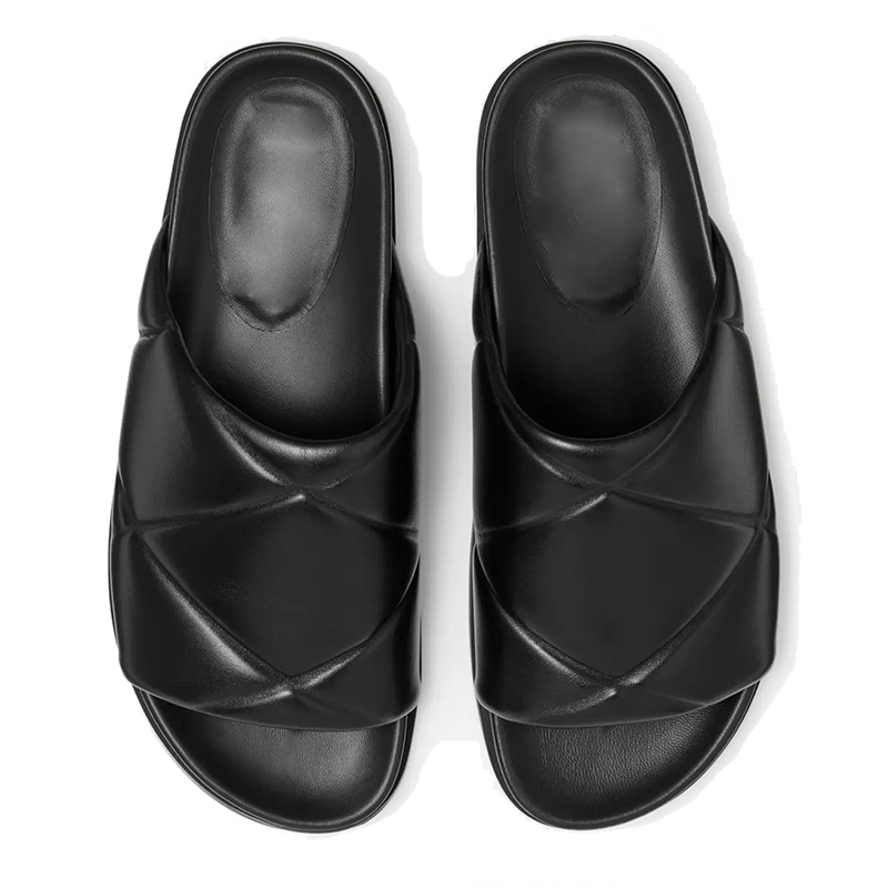 Patterned Leather Flat Sandals for Women