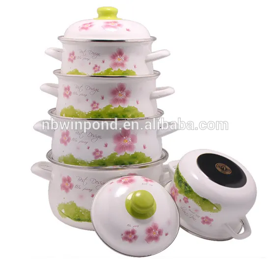 2016 customized enamel cookware set non stick enamel pot