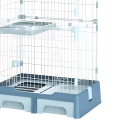 Gaiola para animais de estimação com tubo quadrado de aço e bandeja de plástico com 3 camadas respirável para cães e gatos