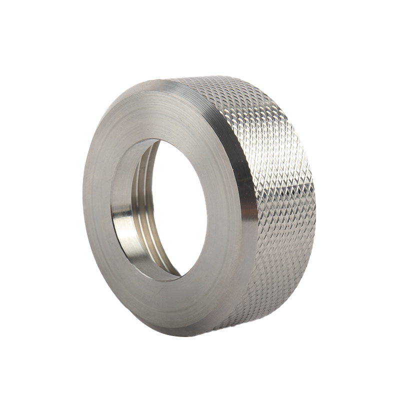 Precise highly turned stainless steel nut with knurl