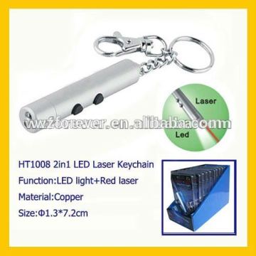2in1 Carabiner Red Laser Pointer With Led Keychain Flashlight
