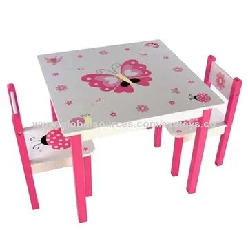 Wooden toy table and chair set, 60x60x49.5cm table size, 29x26.5x48cm chair size